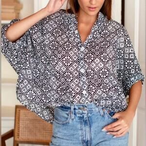 Emerson Fry Mandarin Collar Top Daisycheck